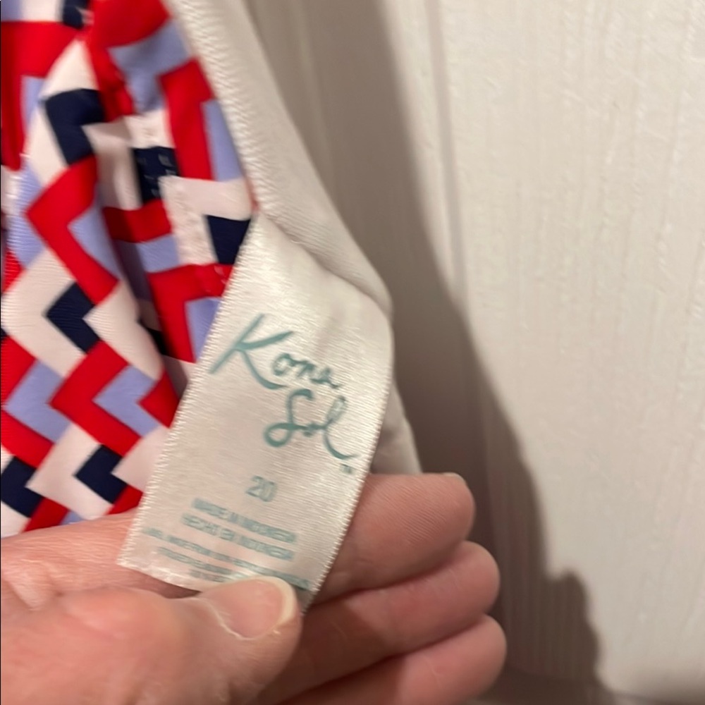 Kona Sol Red and White Zigzag Swimsuit - Picture 3 of 3